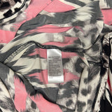 London Style Collection Womens Maxi Dress 12P Pink & Black Abstract Print Sleeve