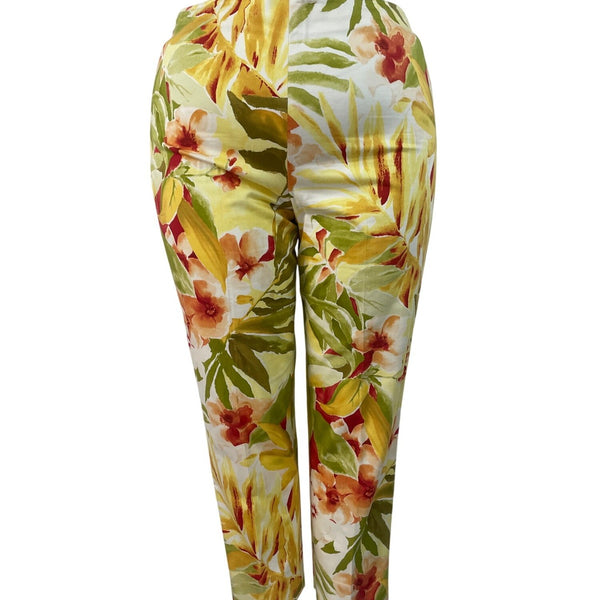 Linda Allard Ellen Tracy Womens Multicolor Floral Capri Pants Sz 16