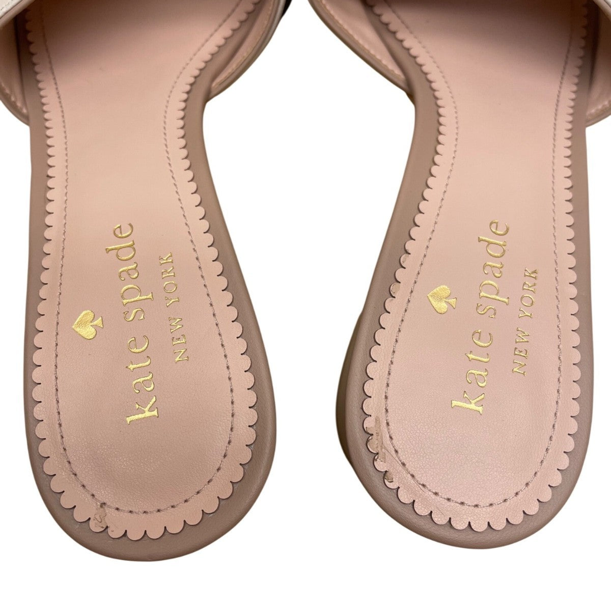 Kate Spade Women’s Beige & Pink Leather Phoebe Block Heel Slide Sandals Sz 7.5B
