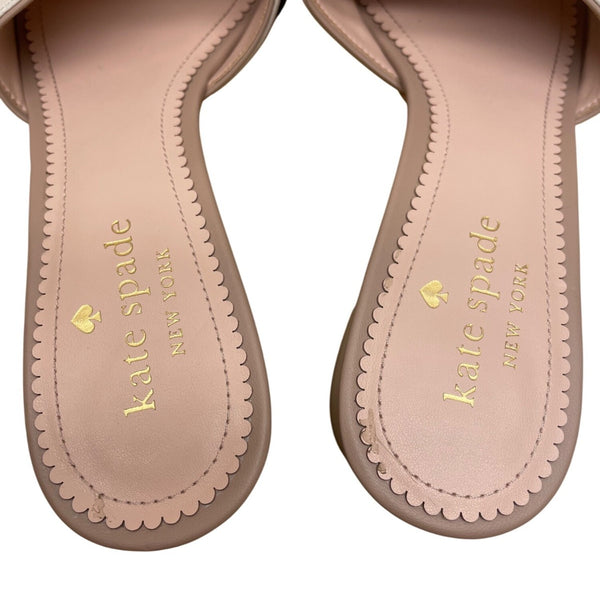 Kate Spade Women’s Beige & Pink Leather Phoebe Block Heel Slide Sandals Sz 7.5B
