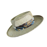 Country Gentleman Mens Natural Straw Hat Patterned Band Size L
