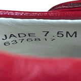 Lazio Collezione Women’s Red Leather Bow Slip-On Jade Wedge Pumps Size 7.5M