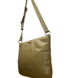 Vntg Ruth Saltz Women’s Beige Leather Gold Accent Adjustable Strap Shoulder Bag