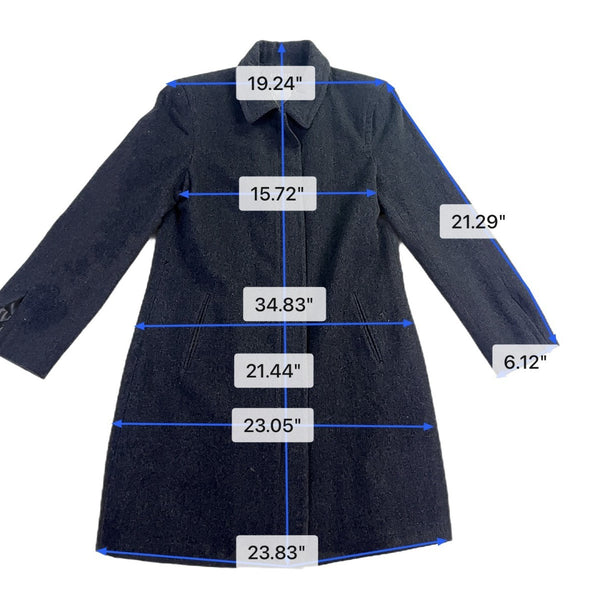 Express Womens Gray Zip-Up Coat Fully Lined Slim Fit Classic Size 9/10