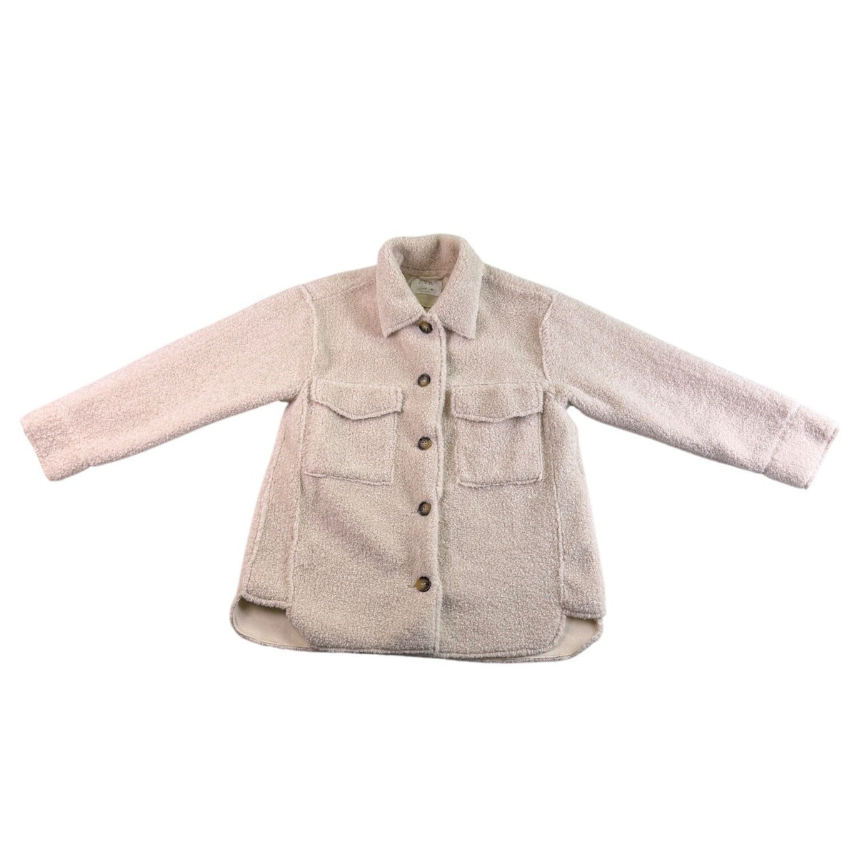 Zara Kids Beige Sherpa Button-Up Jacket With Pockets Size 11-12 Years