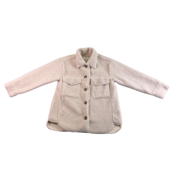 Zara Kids Beige Sherpa Button-Up Jacket With Pockets Size 11-12 Years