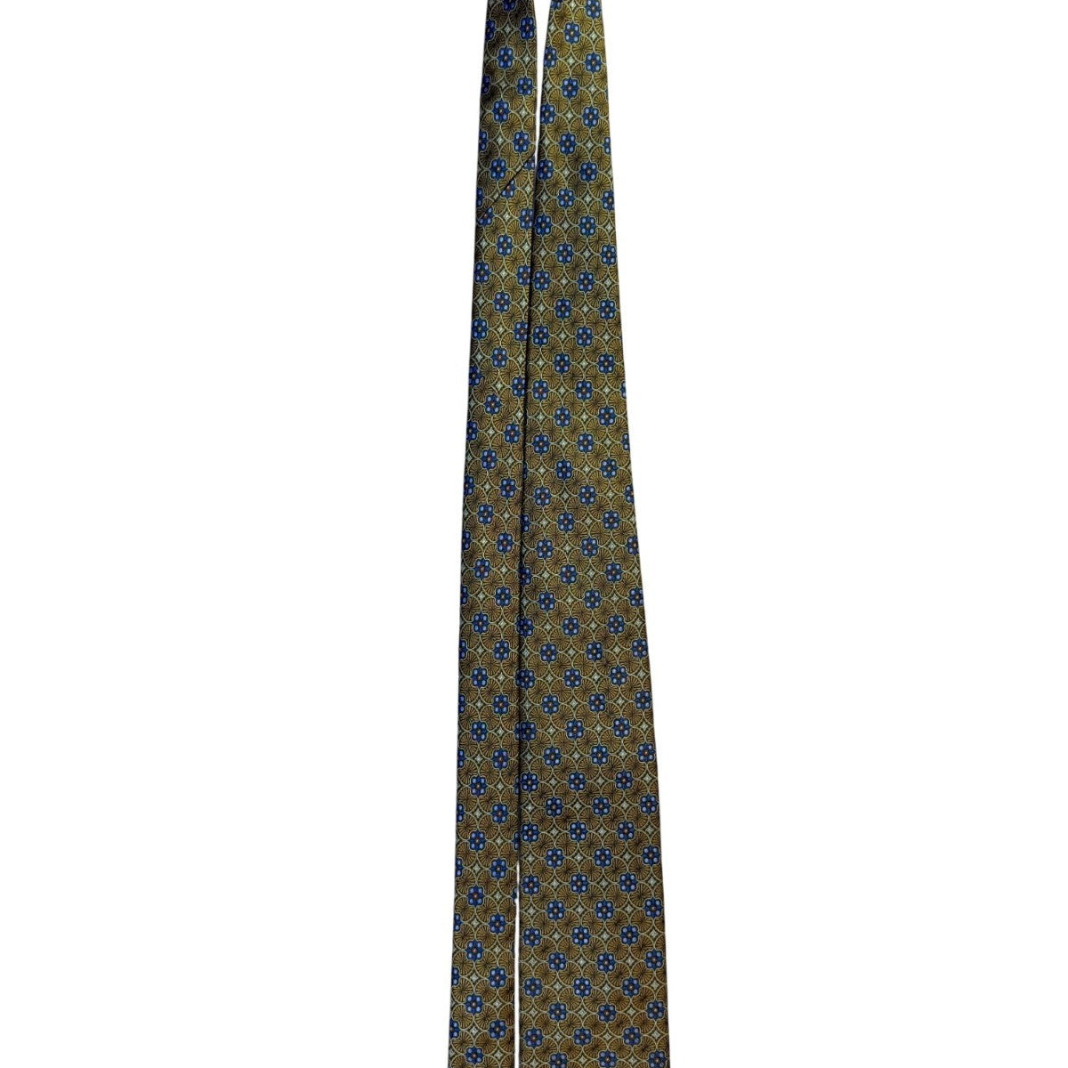 Jos A Bank Mens Gold & Blue Geometric Tie Signature Collection Handsewn