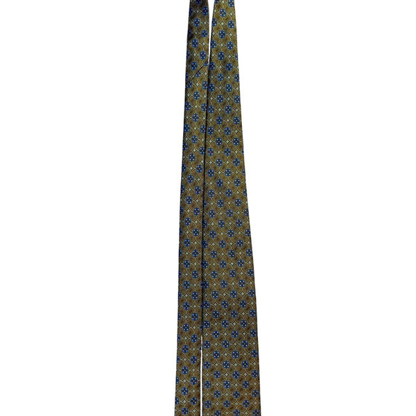 Jos A Bank Mens Gold & Blue Geometric Tie Signature Collection Handsewn