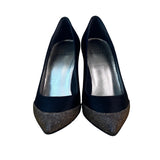 Stuart Weitzman Women’s Black Satin & Glitter Fairlady Stiletto High Heels Size