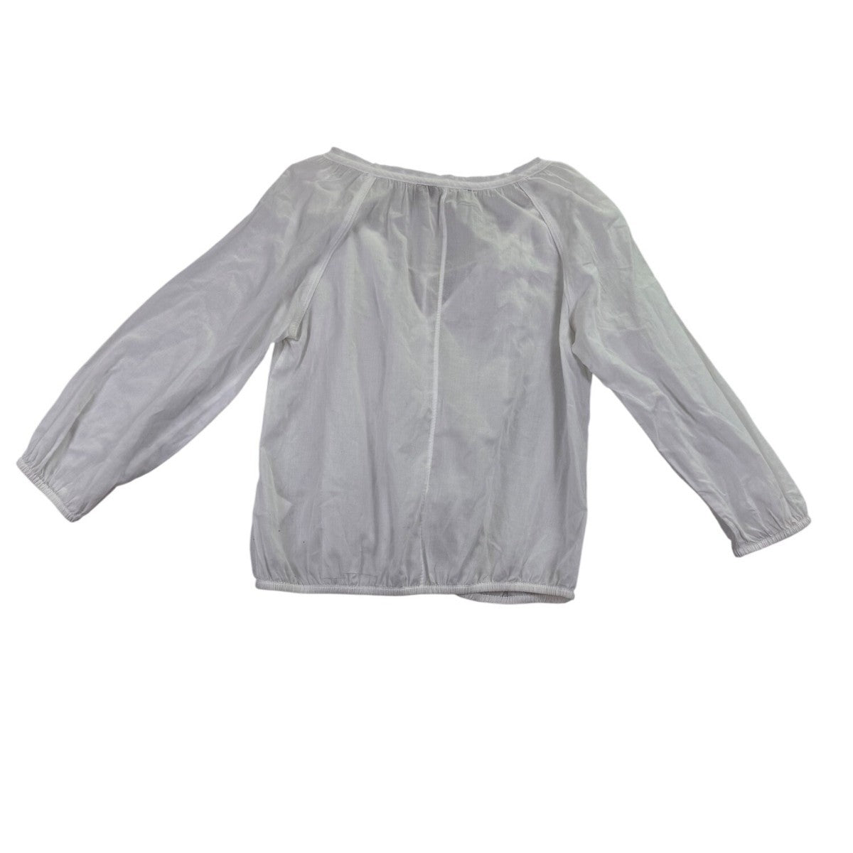 Sandwich Womens White Cotton Boho Blouse Lightweight Drawstring 3/4 Sleeve S 36