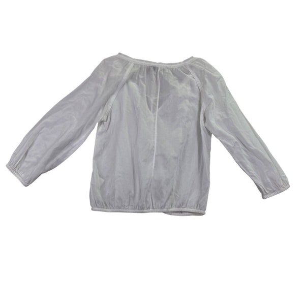 Sandwich Womens White Cotton Boho Blouse Lightweight Drawstring 3/4 Sleeve S 36