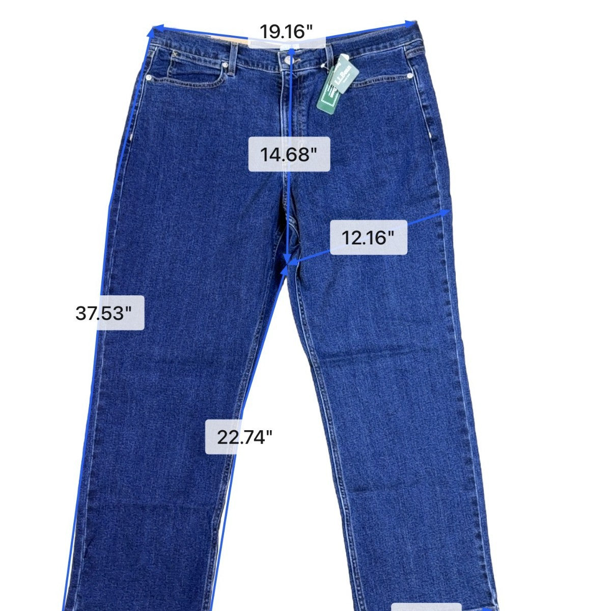 L.L. Bean Womens Dark Blue Cotton Blend Favorite Fit Straight Leg Jeans Size 18P