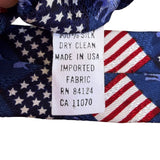 RM Style Mens Blue Silk American Flag Donkey Pattern Necktie Patriotic Design