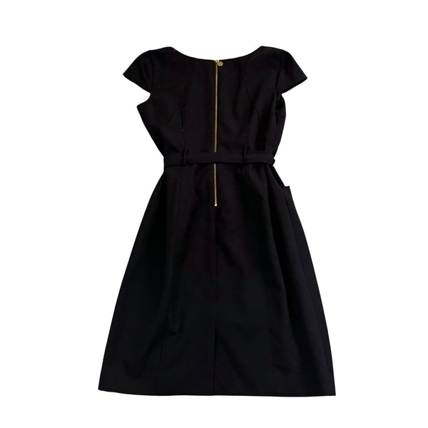 Ellen Tracy Womens Black Belted Cap Sleeve Sheath Dress Size 6