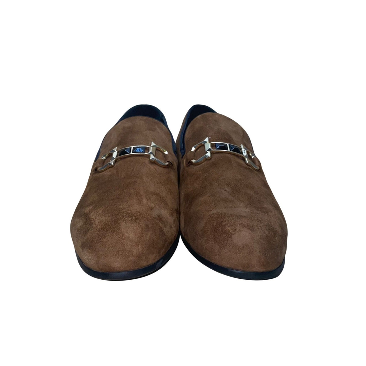 ALDO Men’s Brown Suede Slip-On Horsebit Detail Studded Heel Loafers Size 10