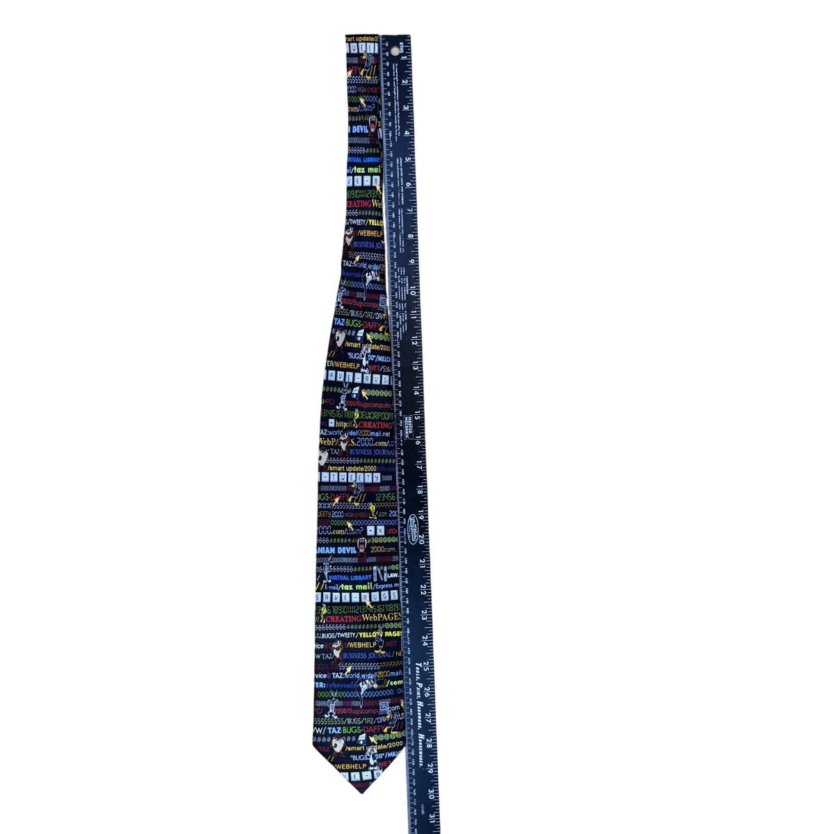 Warner Bros Mens Multi-Color Silk Looney Tunes Computer Graphics Tie 3.75 Wide