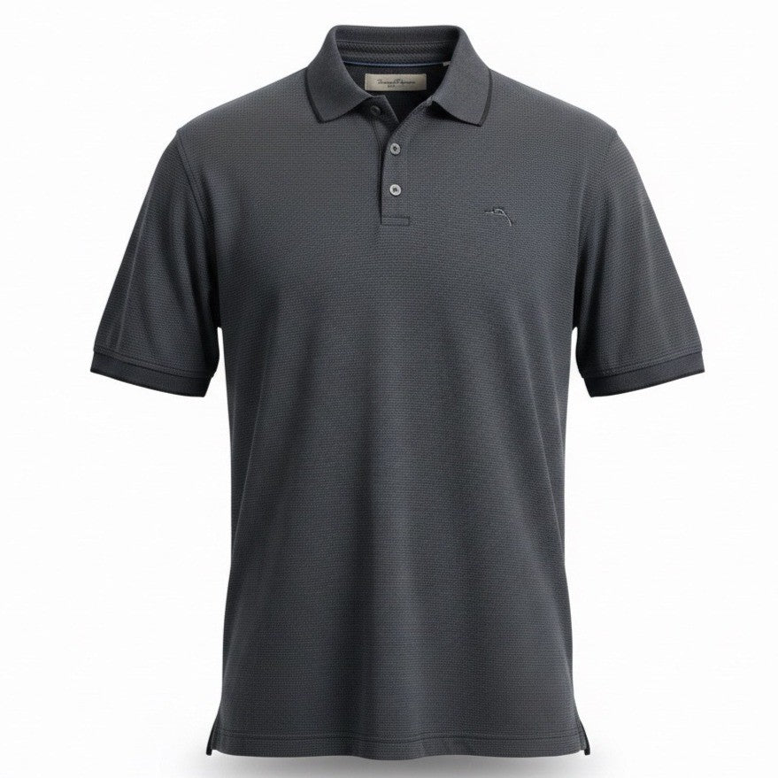 Tommy Bahama Mens Gray Modal Polo Shirt Textured Patterned Design Size XXL