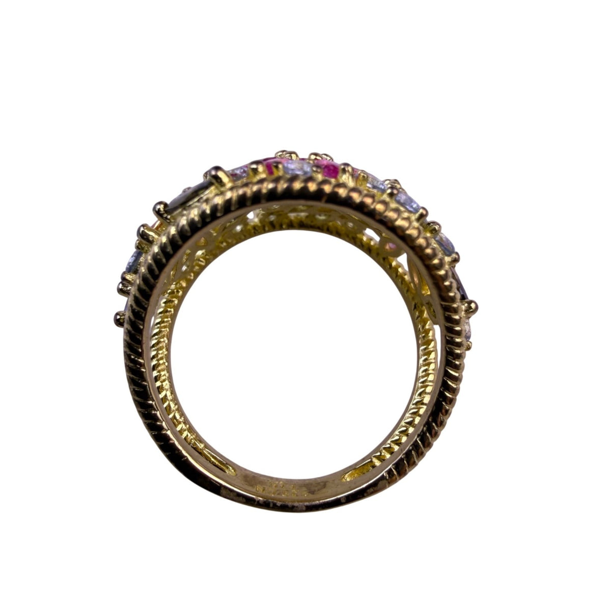 Cate DArgent Womens Gold Tone Sterling Silver 925 Floral Swarovski Bouquet Ring