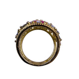 Cate DArgent Womens Gold Tone Sterling Silver 925 Floral Swarovski Bouquet Ring