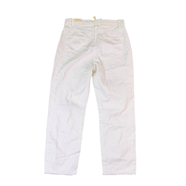 Banjara Womens White Distressed Straight-Leg Jeans With Raw Hem Size 9/28