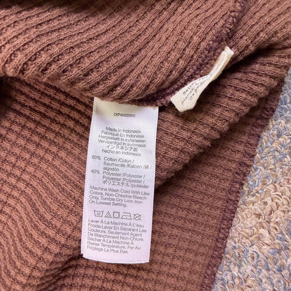 Madewell Womens Brown Cotton Blend Textured Knit Waffle Long Sleeve Top Size L
