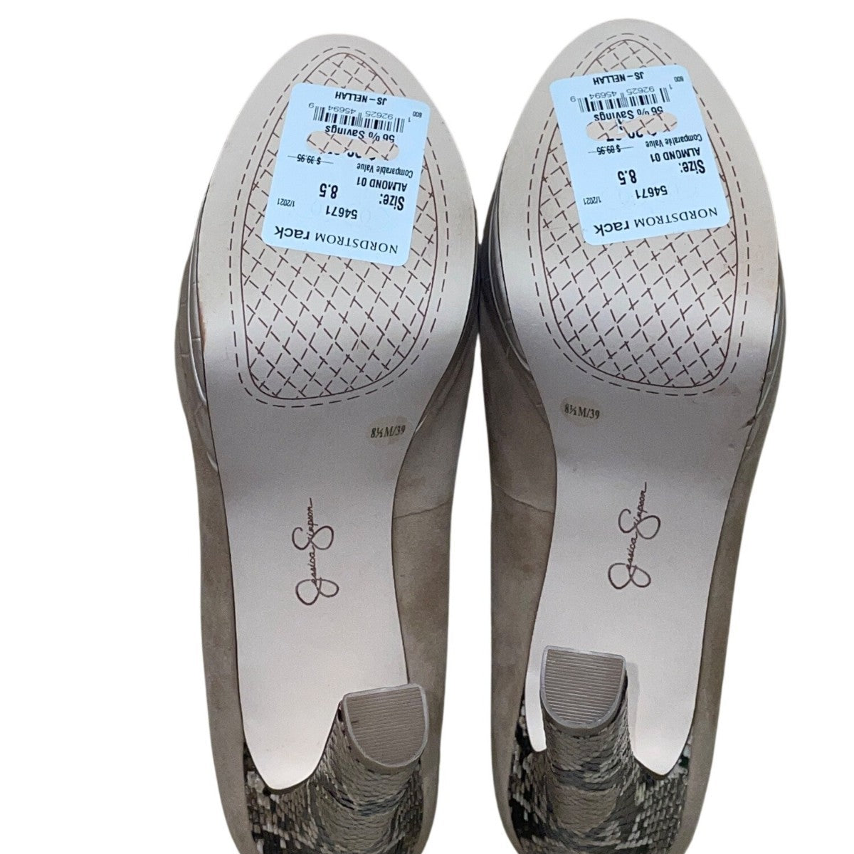 Jessica Simpson Women’s Taupe Suede Snake-Print Platform Nellah Heels Size 8.5