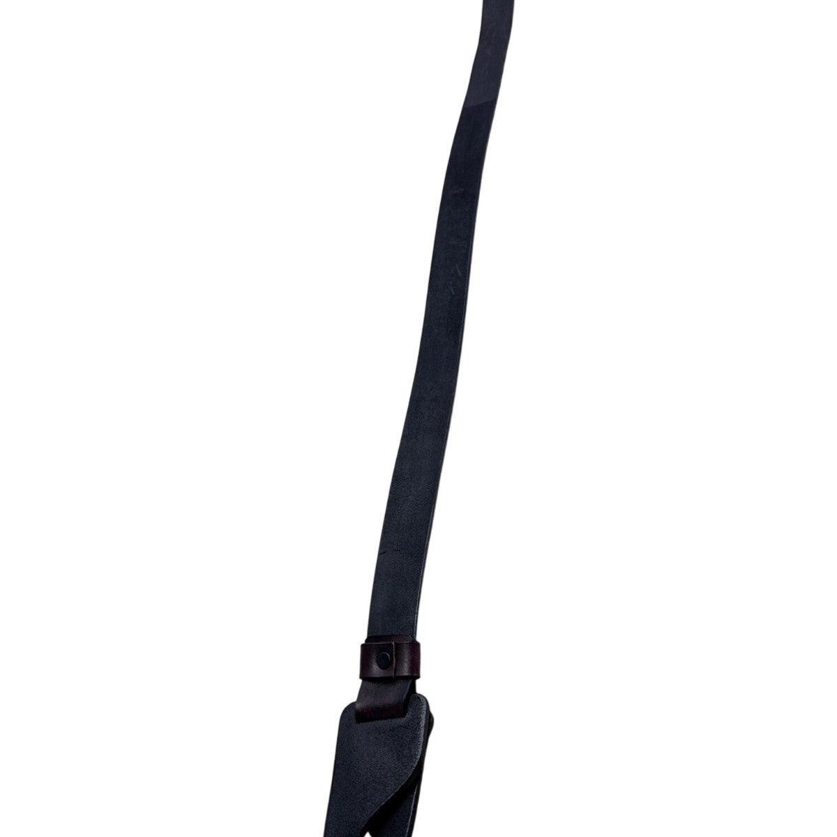 Vintage Black & Brown Leather Wrap Belt With Unique Loop Buckle Design For Women