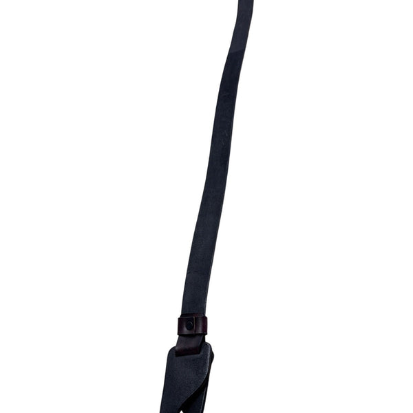 Vintage Black & Brown Leather Wrap Belt With Unique Loop Buckle Design For Women