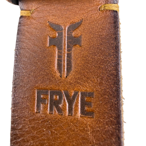 Frye Mens Brown Leather Belt With Silver-Tone Buckle Classic Design Size 48