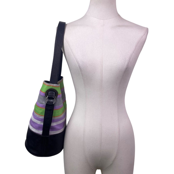 Tote Le Monde Women’s Multicolor Leather & Fabric Bucket Shoulder Bag