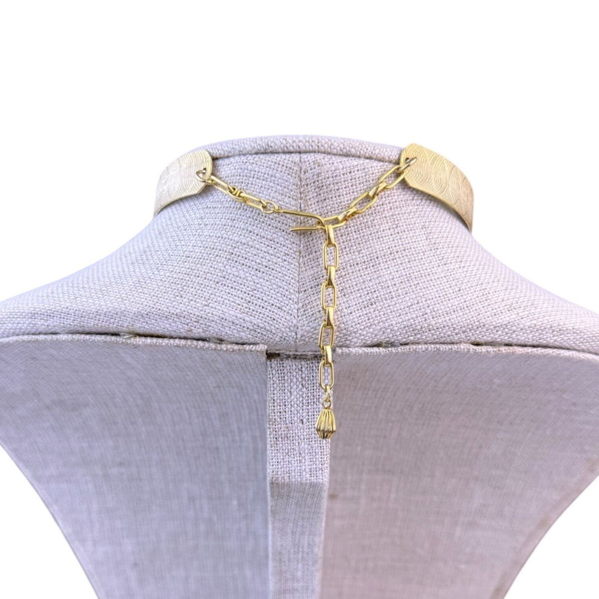 Vintage Women Gold Tone Metal Adjustable Choker Necklace