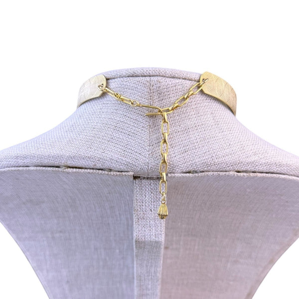 Vintage Women Gold Tone Metal Adjustable Choker Necklace