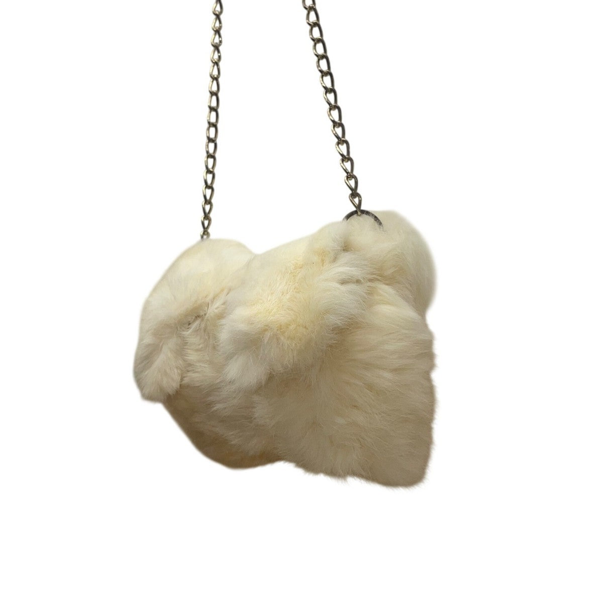 Women’s White Yellowish Faux Fur  Soft Plush Exterior  Chain Strap Shoulder Bag