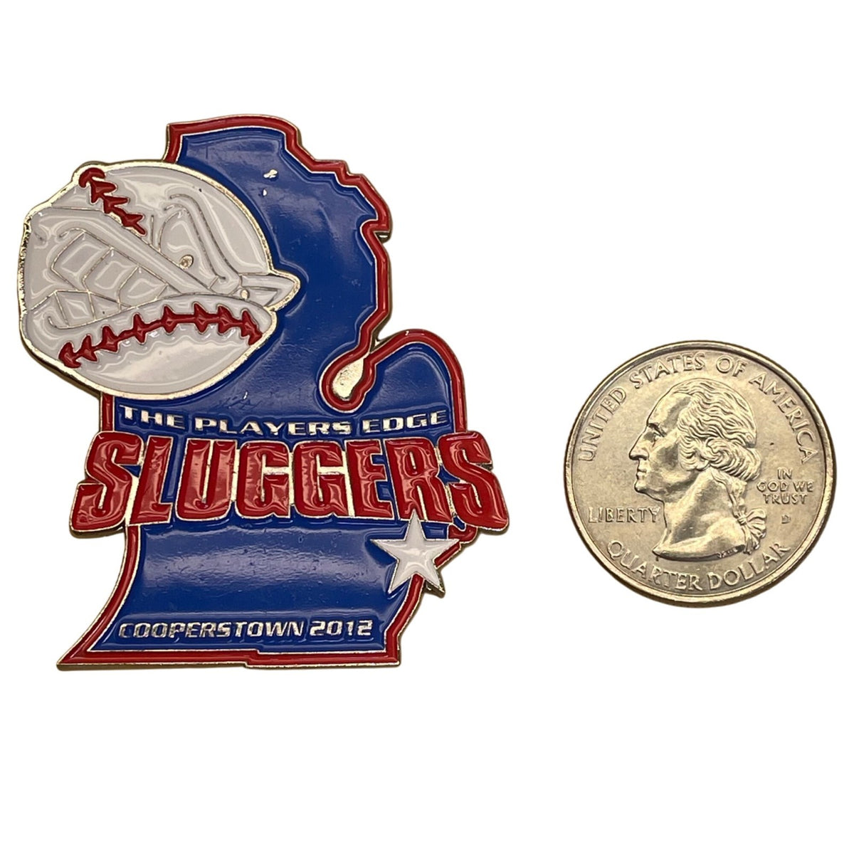 The Players Edge Sluggers Cooperstown 2012 Pin Michigan Shape Baseball Design By