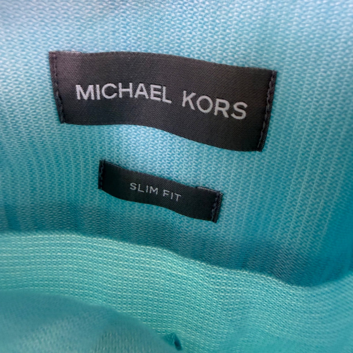 Michael Kors Mens Light Blue Cotton Blend Slim Fit Button-Up Dress Shirt Size L