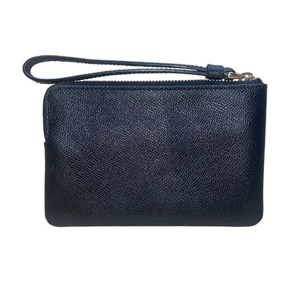 Coach Women’s Black Leather Wristlet Zipper Closure Compact Interior Pocket