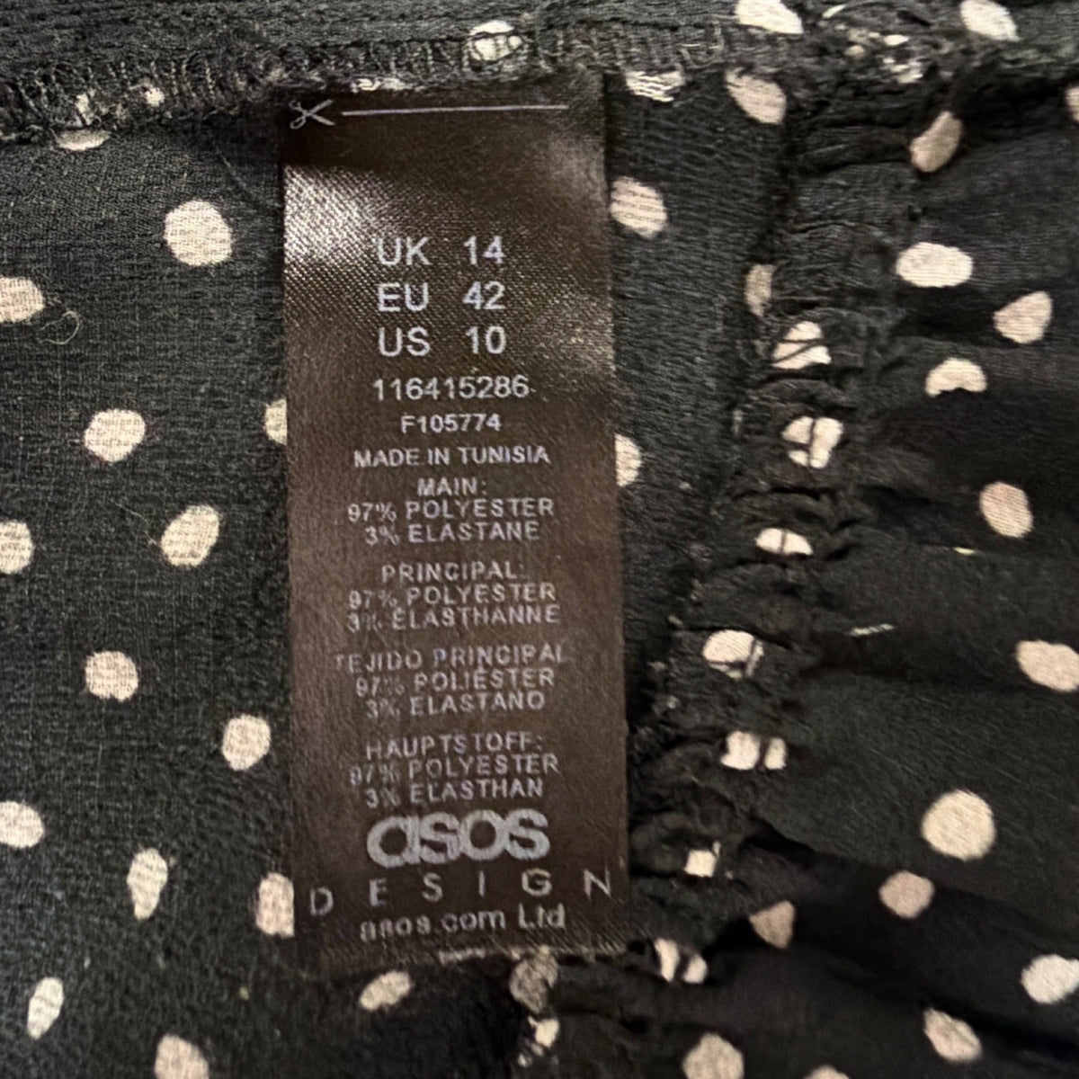 Asos Womens Black White Polka Dot Short-Sleeve Smocked Mini Dress Size 10