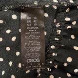 Asos Womens Black White Polka Dot Short-Sleeve Smocked Mini Dress Size 10