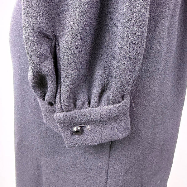 Valentino Womens Black Silk Long Sleeve Button-Down Belted Midi Dress Size 10