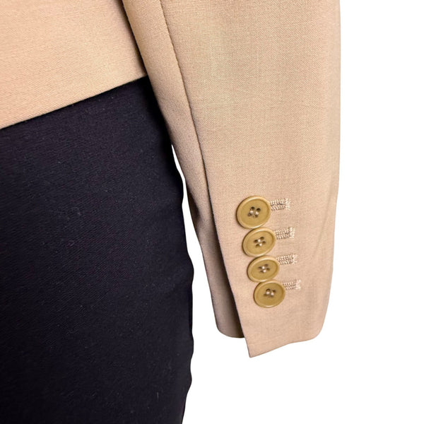 Talbots Womens Beige Wool Blend Grace Fit Blazer Jacket Button-Front Size 8