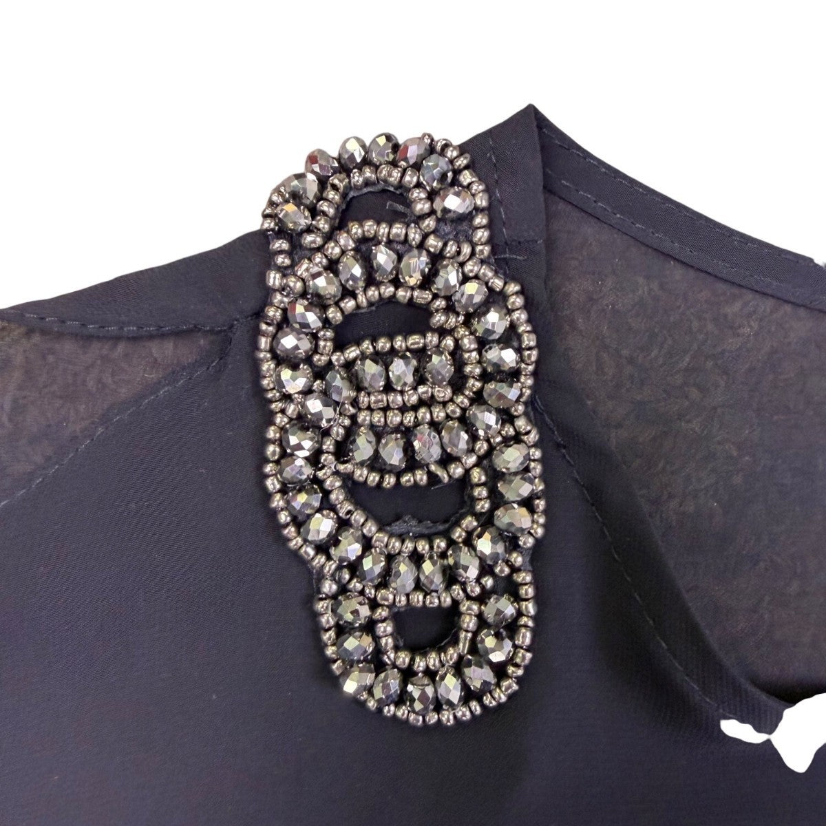 Xscape Womens Black Short Dress Beaded Shoulders Size 14W