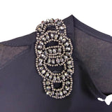 Xscape Womens Black Short Dress Beaded Shoulders Size 14W