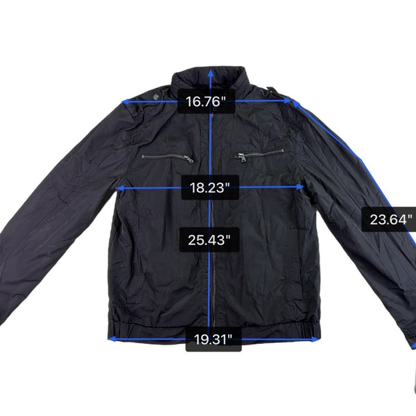 Emanuel Ungaro Mens Black Jacket With Zipped Pockets & Striped Lining Size M