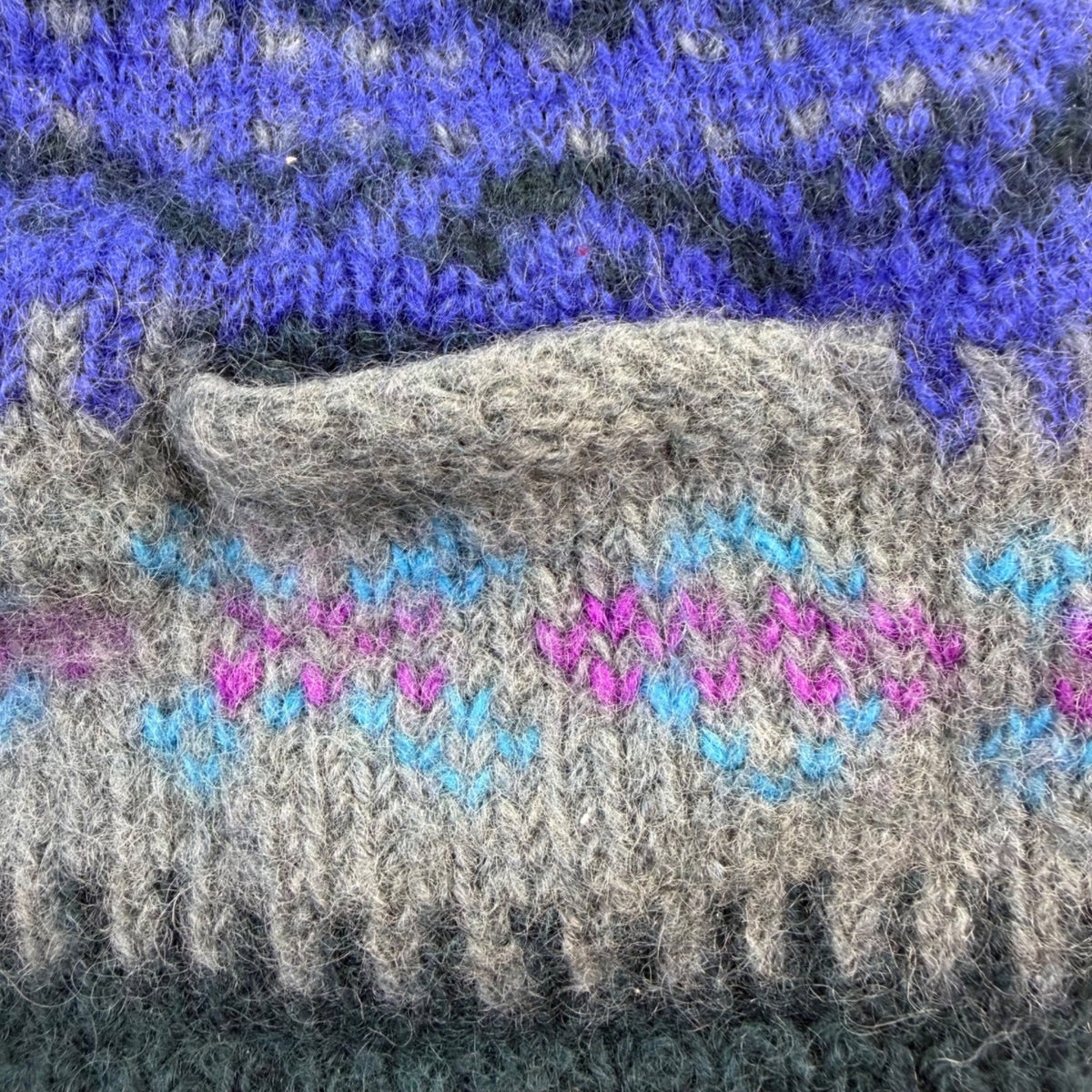 Snowfox Women’s Blue & Purple Handmade Knitted Cardigan From Nepal