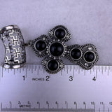 Crystal Silver Tone Black Cross Pendant For Scarf Detailed Elegant Jewelry