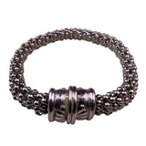 Vintage Womens Silver Tone Mesh Bracelet Adjustable Handmade Retro Style