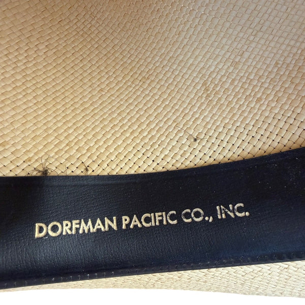 Dorfman Pacific Mens Natural Straw Fedora Hat Classic Style Black Band