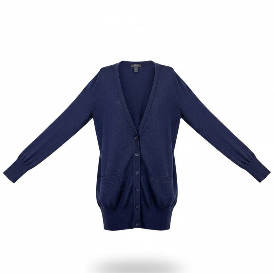 J. Crew Womens Navy Cardigan Sweater Button Up Lightweight Pocketed Size S