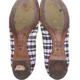 AGL Women’s White Multicolor Patterned Woven Leather Cap Toe Buckle Flats Sz 9US