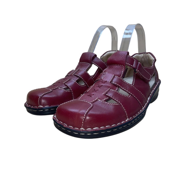 PG Lite Men’s Red Leather Adjustable Strap Closed Toe Sandals Size US11.5/12
